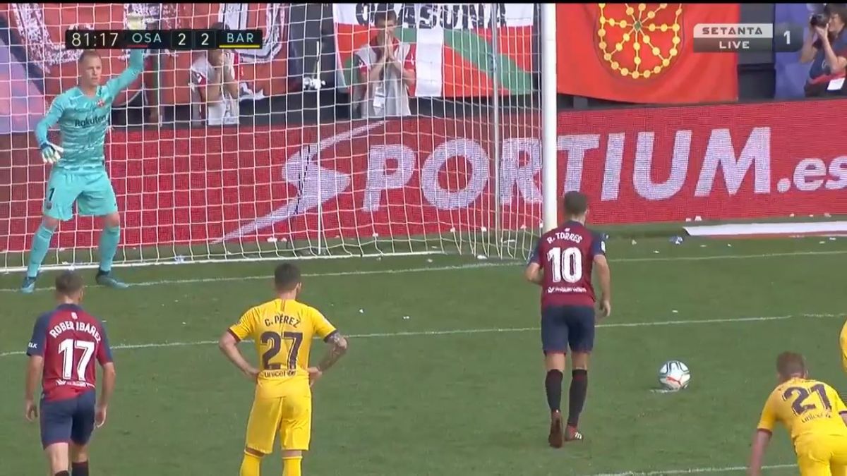 گل دوم اوساسونا به بارسلونا (تورس)