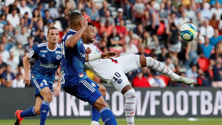 گل اول پاری سن ژرمن به استراسبورگ (سوپرگل برگردان نیمار / دقیقه 92)