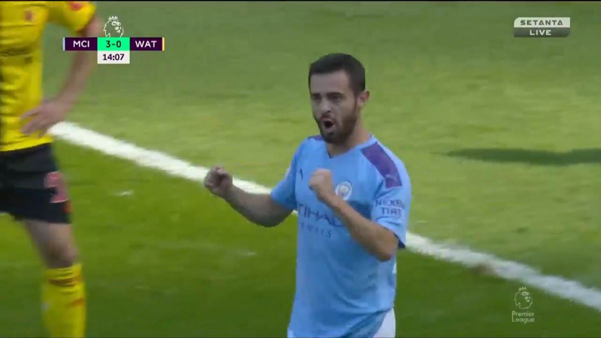 گل چهارم منچستر سیتی به واتفورد (برناردو سیلوا)