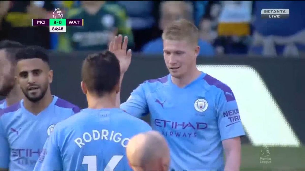 گل هشتم منچستر سیتی به واتفورد (دی بروینه)