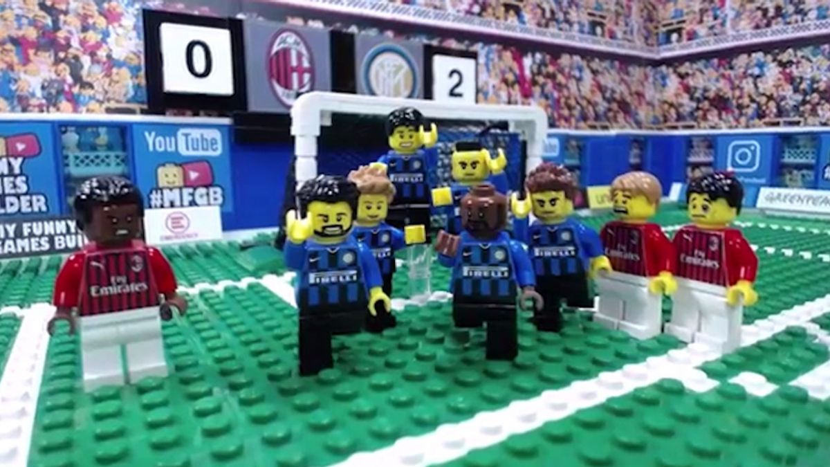 شبیه سازی بازی میلان 0-2 اینتر با عروسک لگو