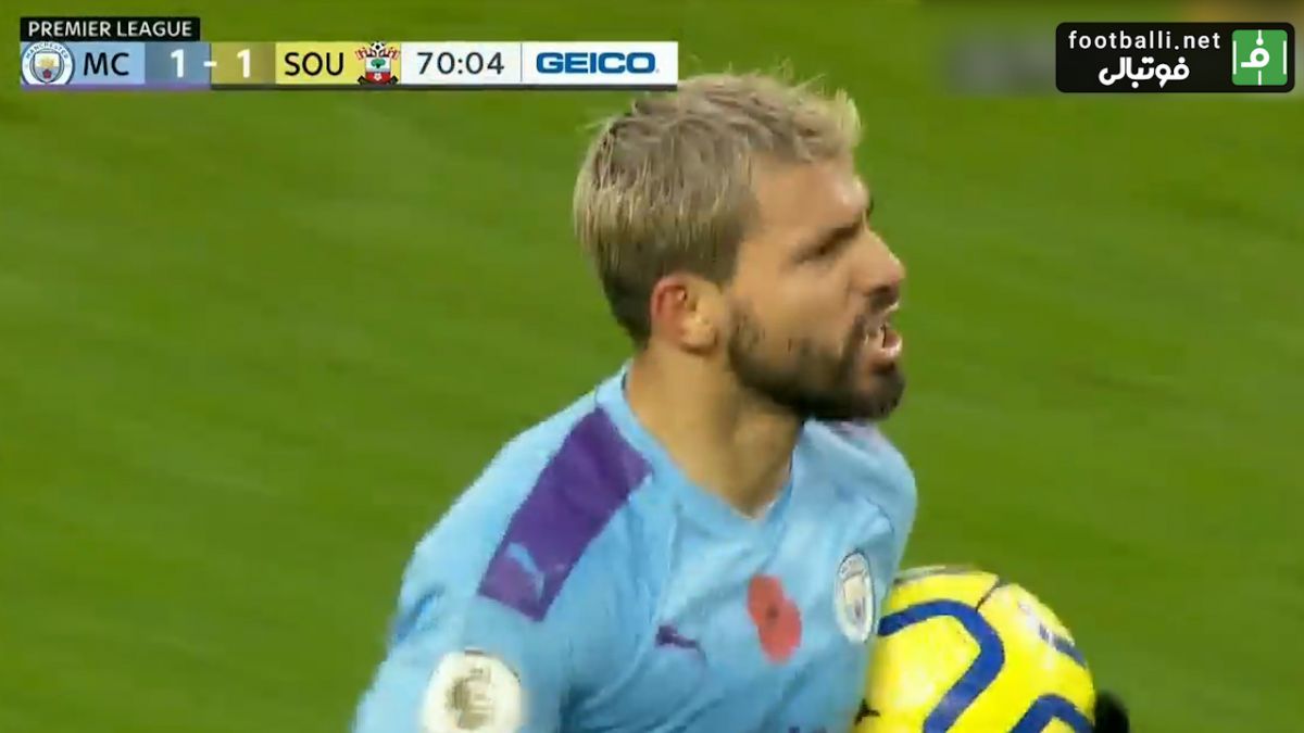 گل اول منچسترسیتی به ساوتهمپتون (سرجیو آگوئرو)