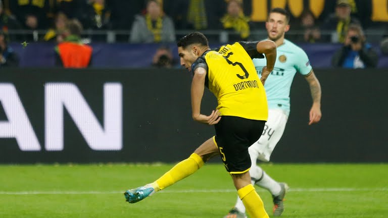 گل اول دورتموند به اینتر (اشرف حکیمی)