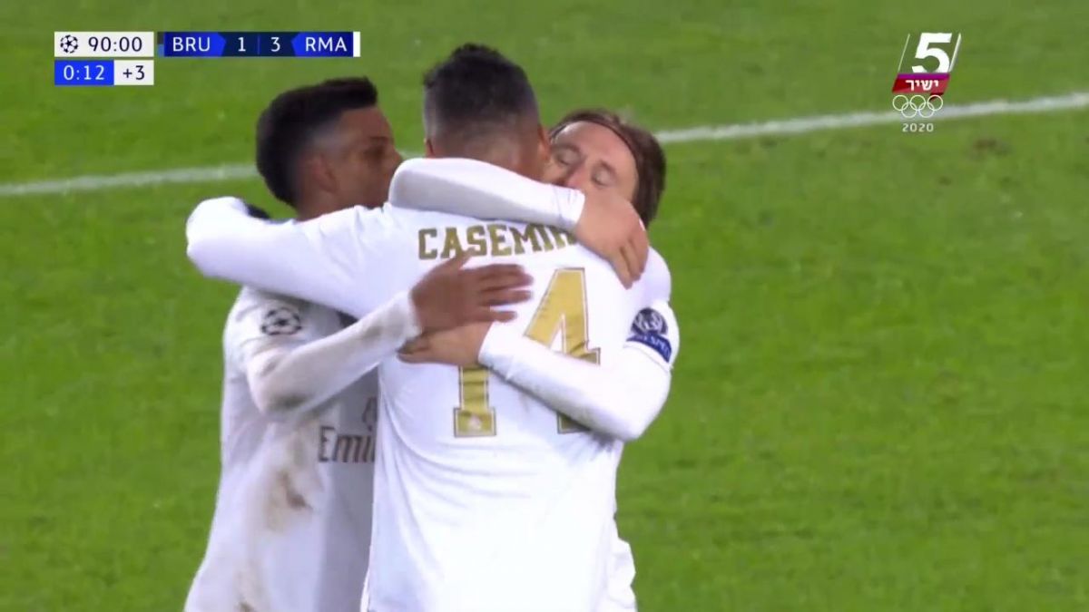 گل سوم رئال‌ مادرید به کلوپ بروژ (مودریچ)