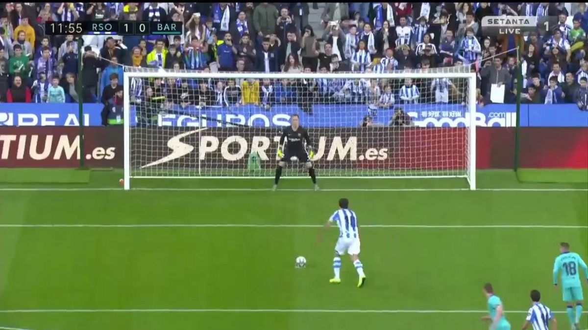 گل اول رئال سوسیداد به بارسلونا (اویارزابال)