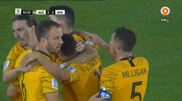 گل دقیقه 93 استرالیا به سوریه (حذف سوریه و سومی فلسطین)