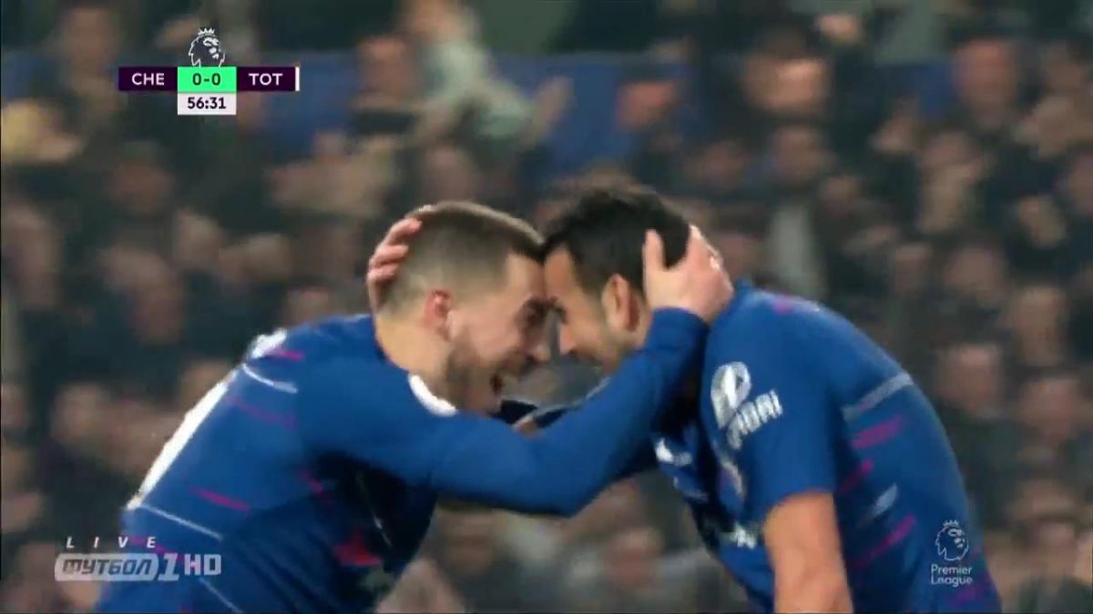 گل اول چلسی به تاتنهام (پدرو)