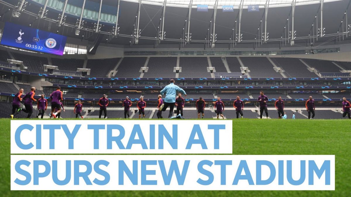 تمرین منچستر سیتی در ورزشگاه تاتنهام برای تقابل در لیگ قهرمانان