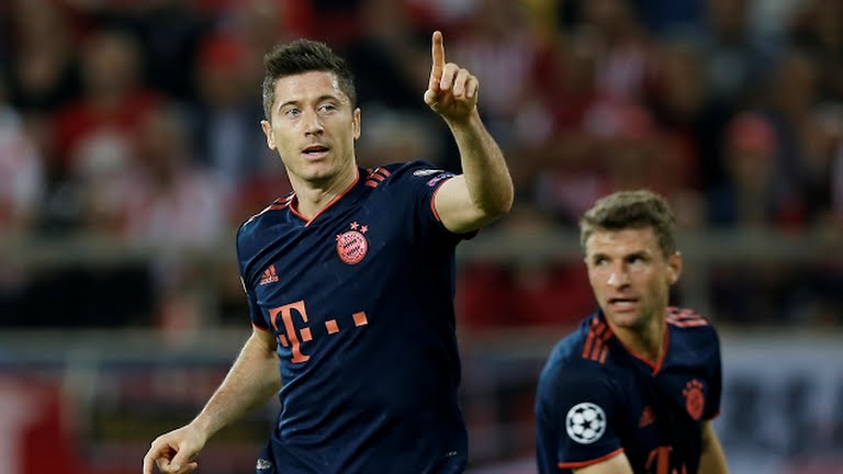 گل اول بایرن مونیخ به المپیاکوس (لواندوفسکی)