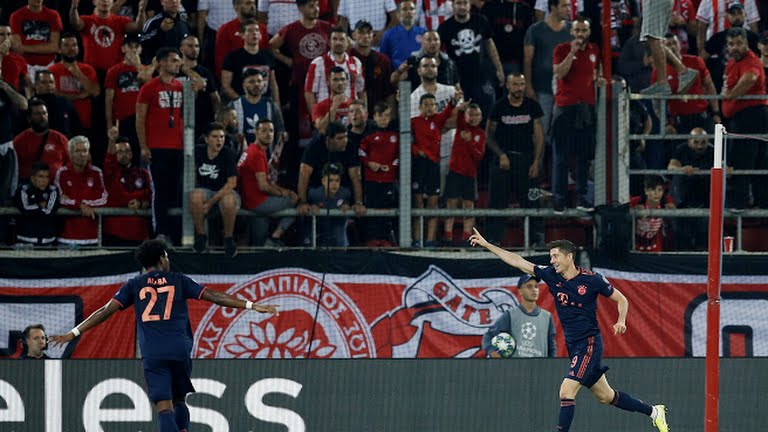 گل دوم بایرن مونیخ به المپیاکوس (دبل لواندوفسکی)