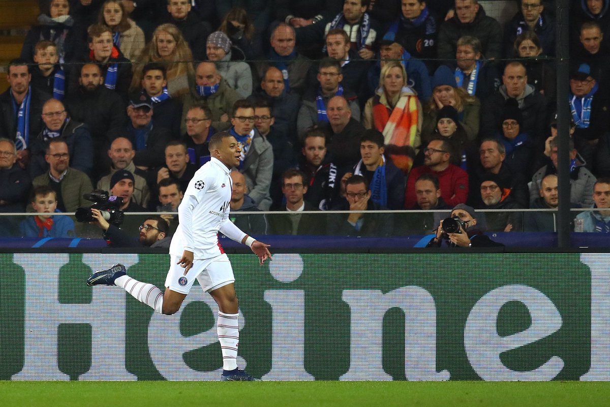 گل پنجم پاری سن ژرمن به کلوب بروژ (هت تریک کیلیان امباپه)