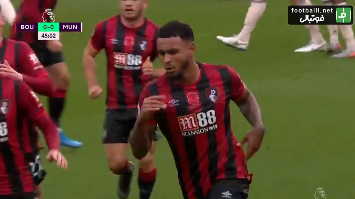 گل اول بورنموث به منچستر یونایتد (جاشوا کینگ)