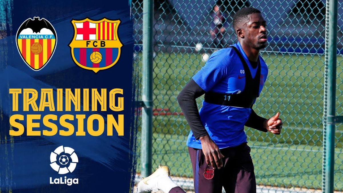 تمرین بارسلونا برای تقابل با والنسیا با حضور دمبله