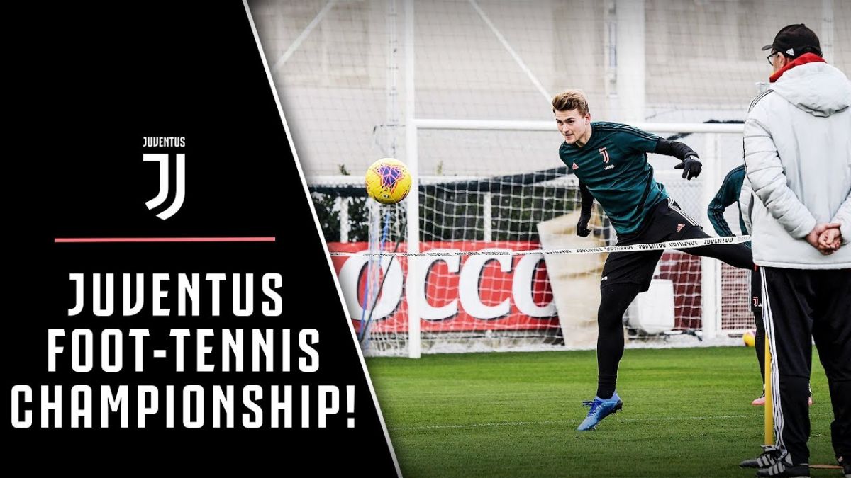 تمرین تنیس فوتبال بازیکنان یوونتوس برای تقابل با ناپولی