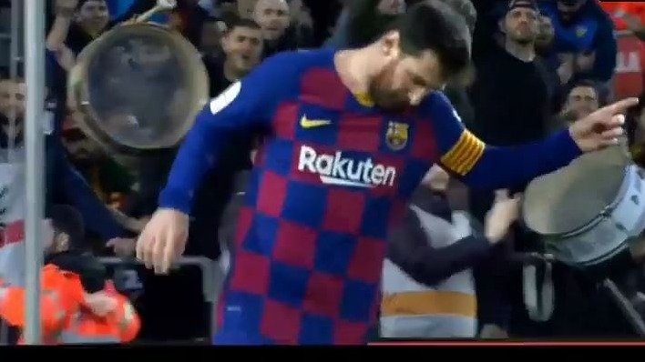گل پنجم بارسلونا به لگانس (دبل لیونل مسی)