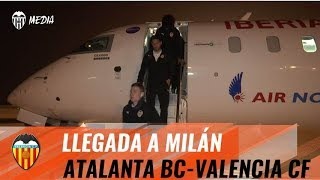 ورود بازیکنان والنسیا به میلان برای بازی با آتالانتا