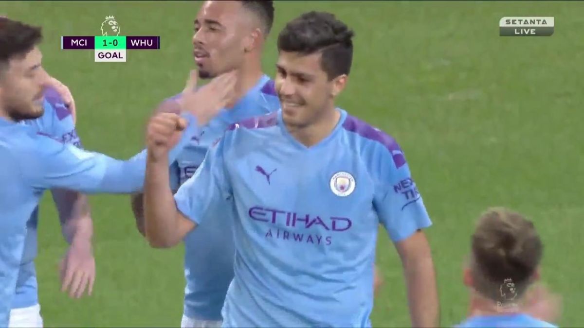 گل اول منچسترسیتی به وستهام (رودریگو هرناندز)