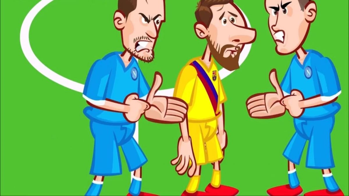 انیمیشن طنز بازی ناپولی 1-1 بارسلونا