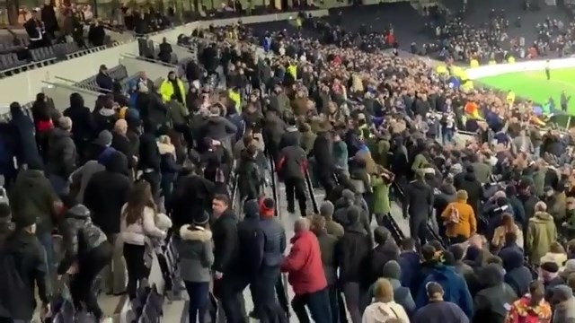 درگیری اریک دایر و هوادار تاتنهام بعد از حذف مقابل نوریچ