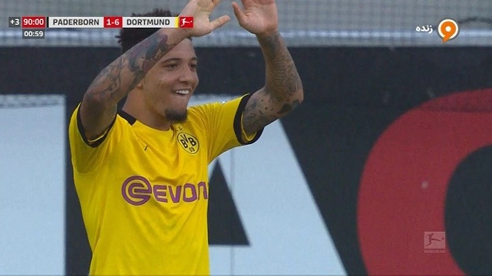 گل ششم دورتموند به پادربورن (هتریک سانچو)