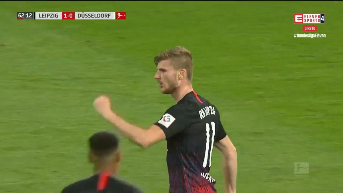 گل دوم آربی لایپزیش به دوسلدورف (تیمو ورنر)