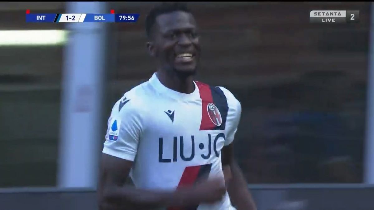 گل دوم بولونیا به اینتر (دبل موسی جوارا)