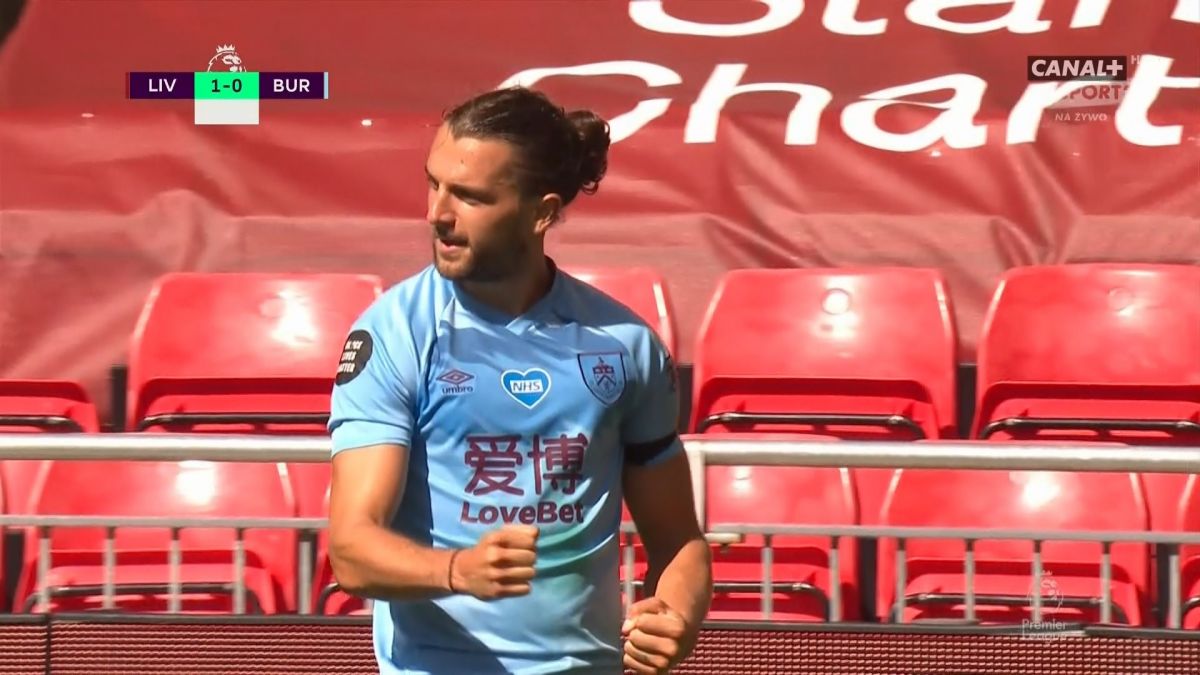 گل اول برنلی به لیورپول (رودریگز)