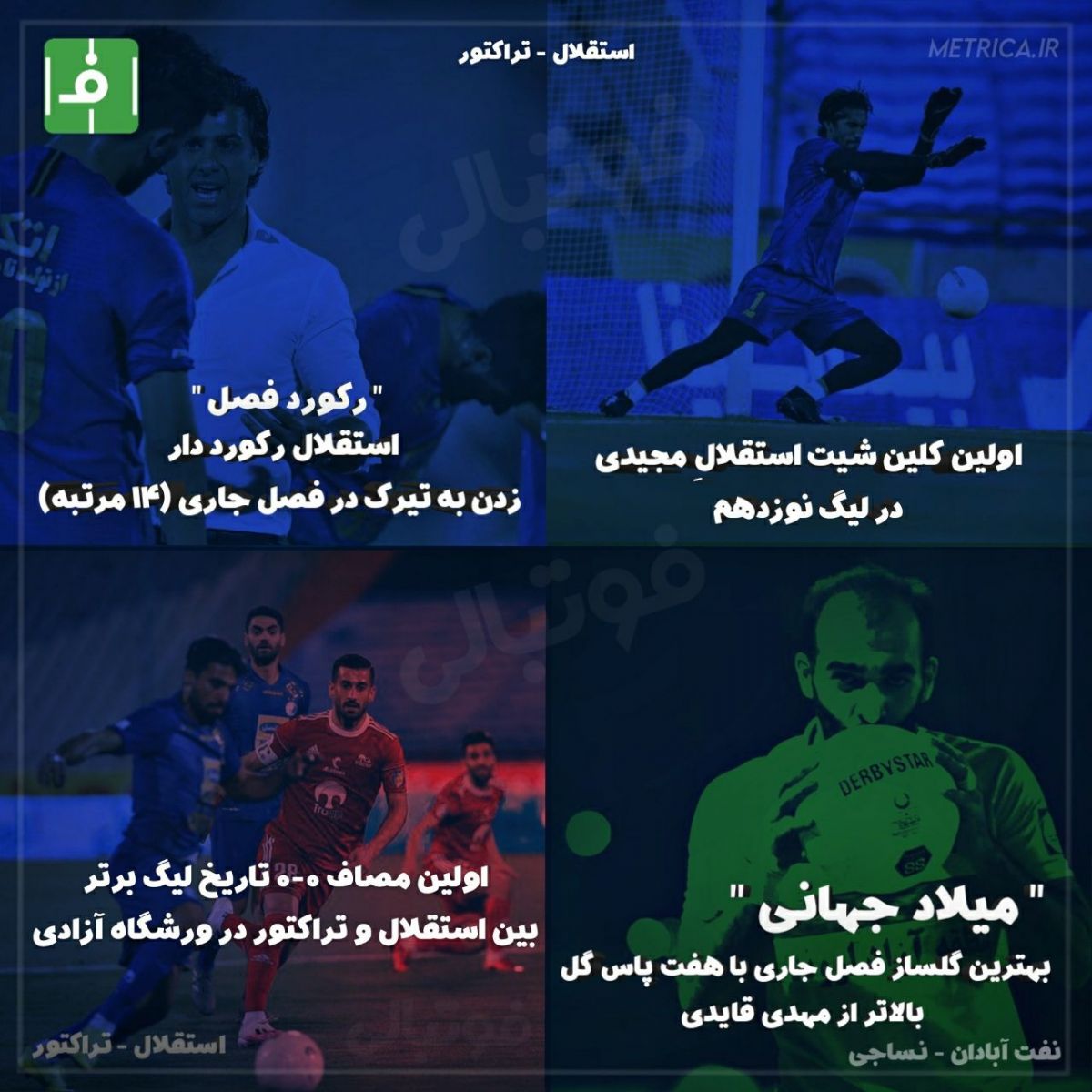 اینفوگرافی اختصاصی/ نکات آماری دیدارهای دیشب هفته ۲۴ لیگ برتر (بخش اول)