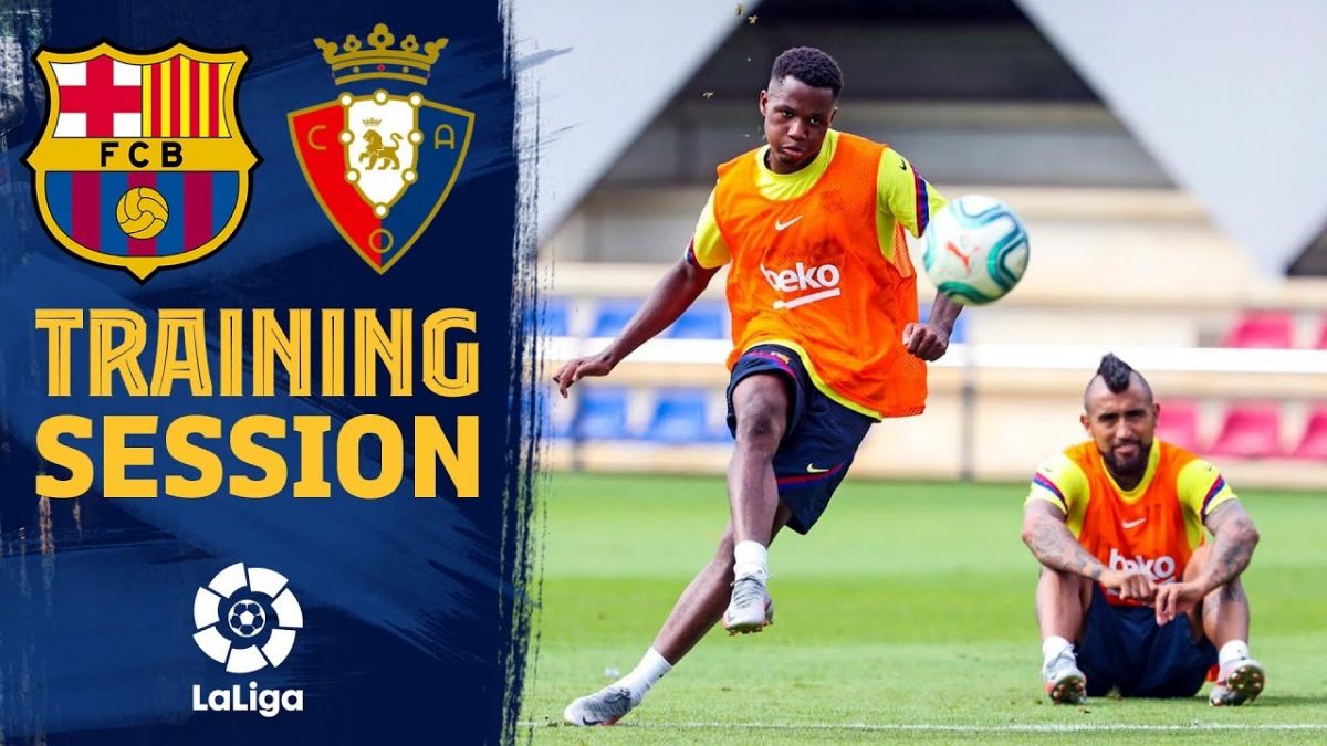 تمرین بارسلونا برای بازی با اوساسونا (25 تیر)