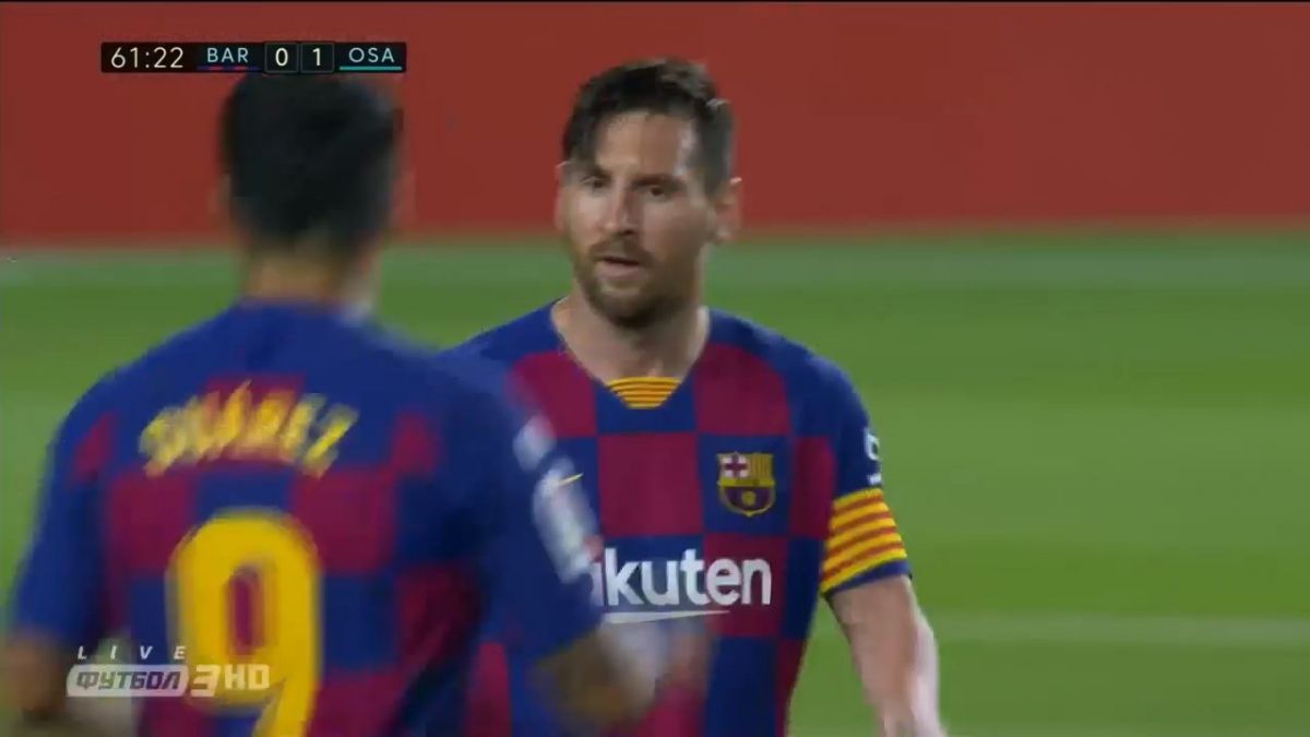 گل اول بارسلونا به اوساسونا (ضربه آزاد دیدنی مسی)