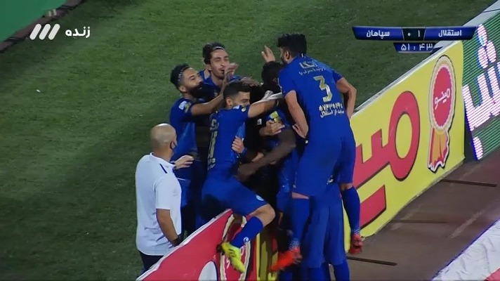 گل اول استقلال به سپاهان (دیاباته - پنالتی)