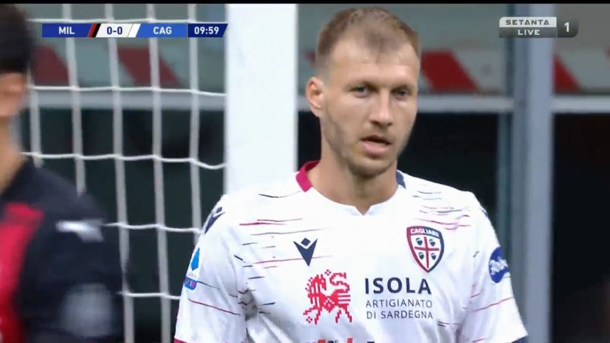 گل اول میلان به کالیاری (گل به خودی کلاوان)