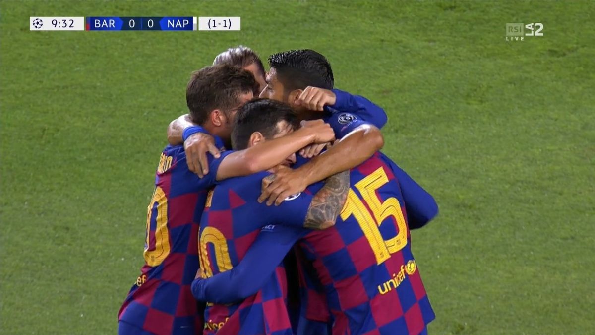 گل اول بارسلونا به ناپولی (کلمنت لنگلت)
