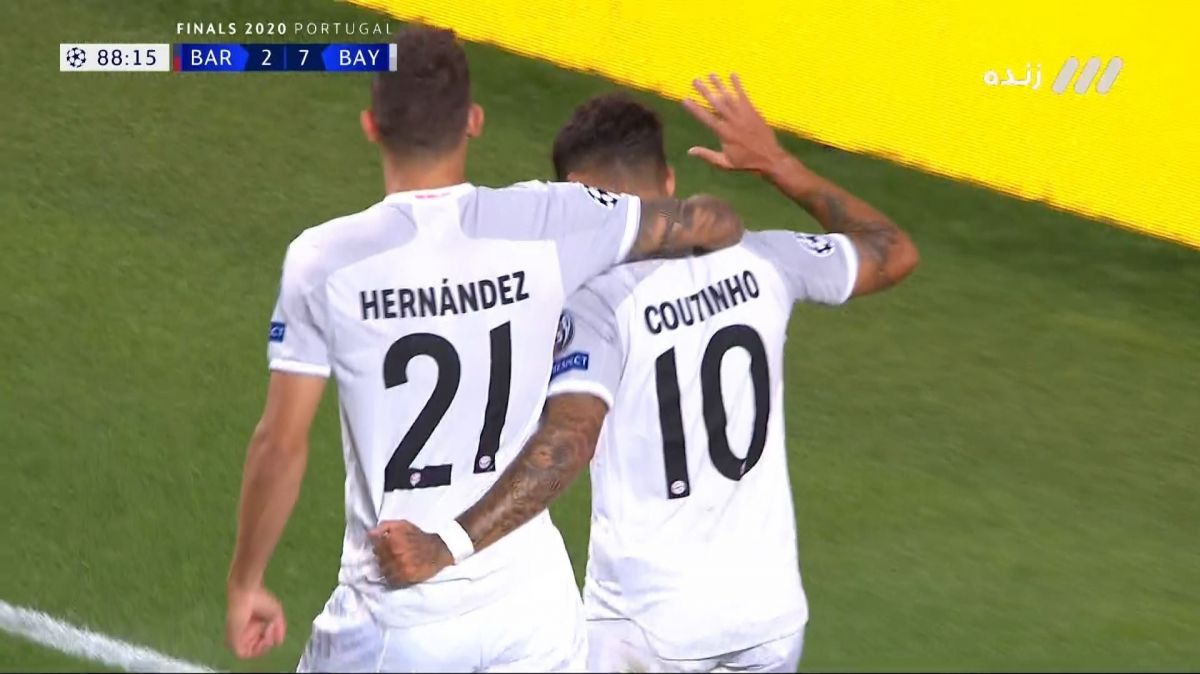 گل هشتم بایرن مونیخ به بارسلونا (دبل کوتینیو)