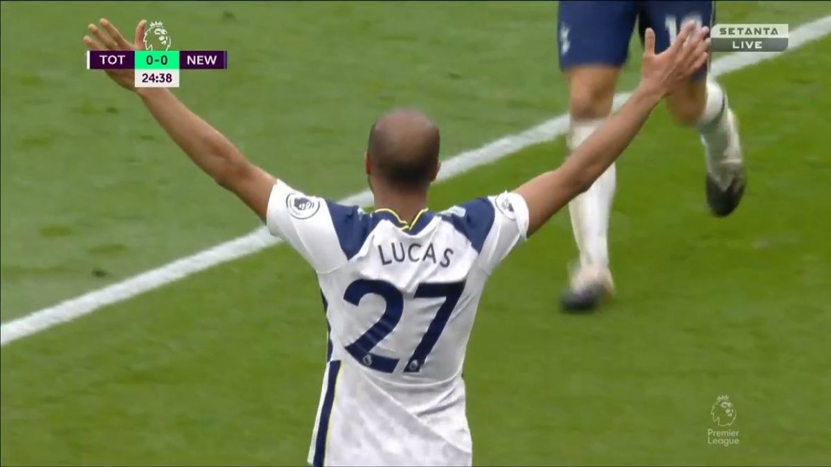 گل اول تاتنهام به نیوکاسل (لوکاس مورا)