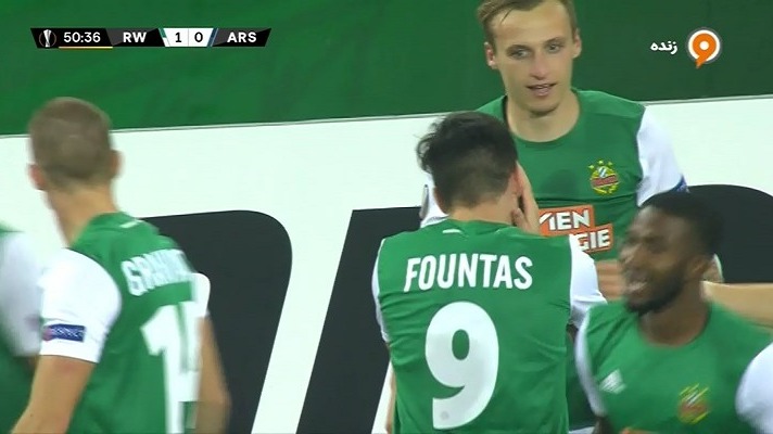 گل اول راپید وین به آرسنال (فونتاس روی اشتباه لنو)