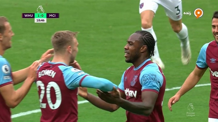 گل اول وستهام به منچسترسیتی (ضربه زیبای آنتونیو)