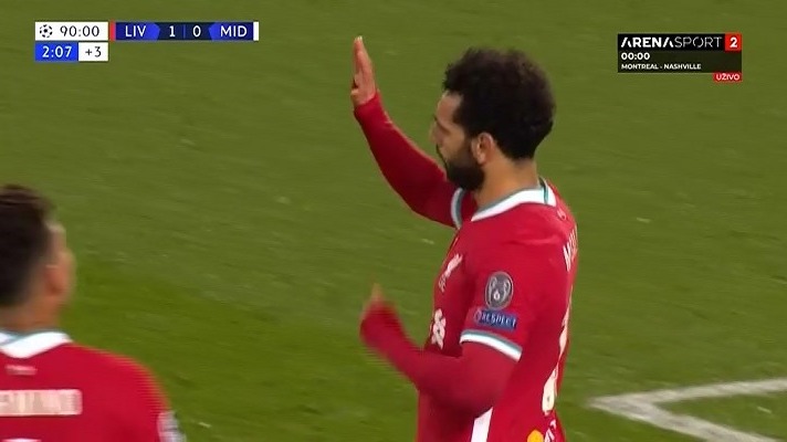 گل دوم لیورپول به میدتیلند (صلاح - پنالتی)