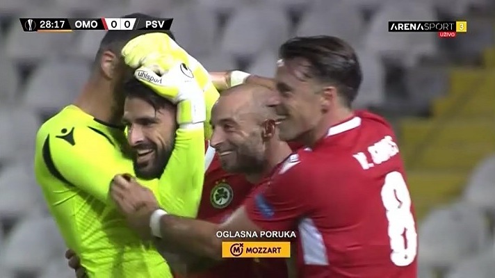 سوپر گل جوردی گومز در بازی اومونیا نیکوزیا و آیندهوون از زمین خودی