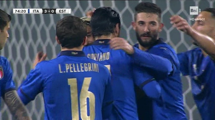 گل سوم ایتالیا به استونی (دبل گریفو - پنالتی)