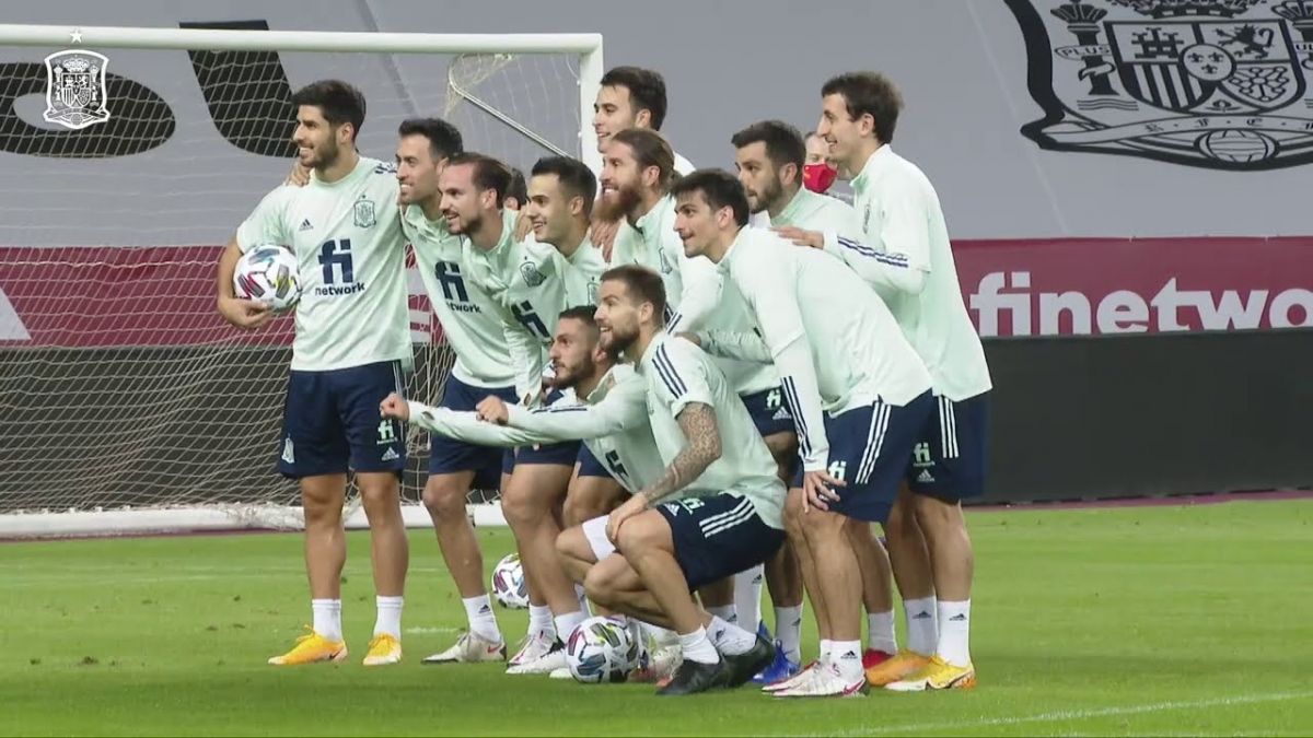 تمرین گلزنی تیم ملی اسپانیا برای تقابل با آلمان