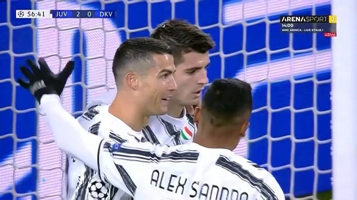 گل دوم یوونتوس به دیناموکیف (رونالدو)