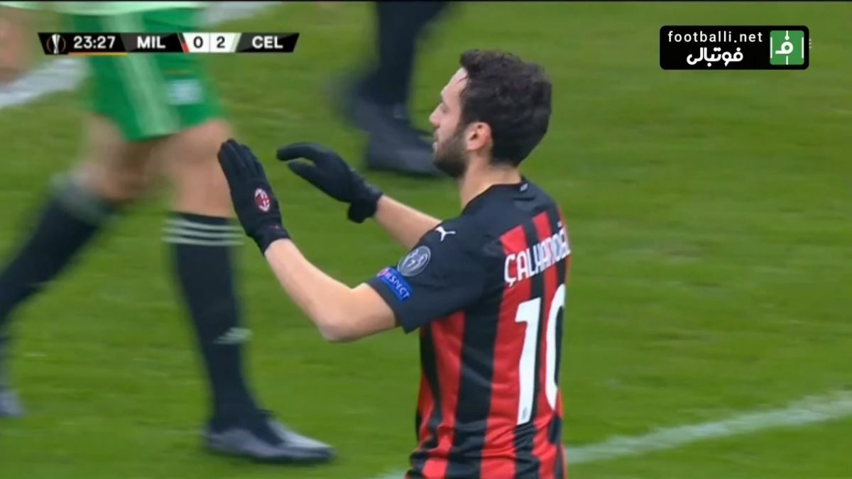 گل اول میلان به سلتیک (گل زیبای چالهان اوغلو)