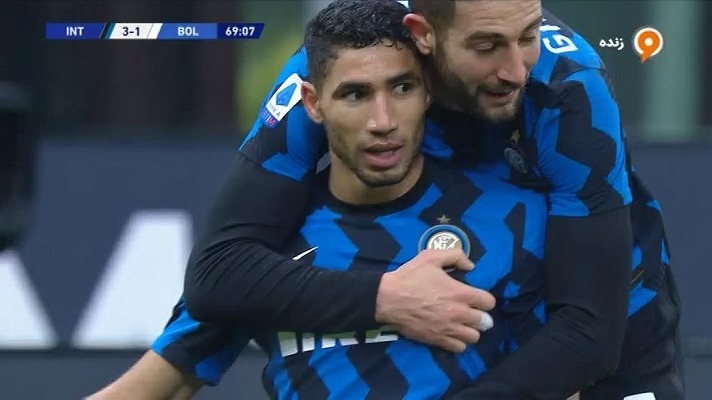 گل سوم اینتر به بولونیا (دبل حکیمی)