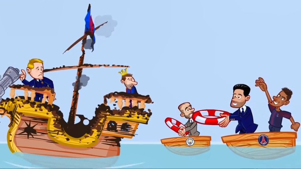 انیمیشن طنز: مسی در فکر جدایی از بارسلونا پس از شکست مقابل کادیز