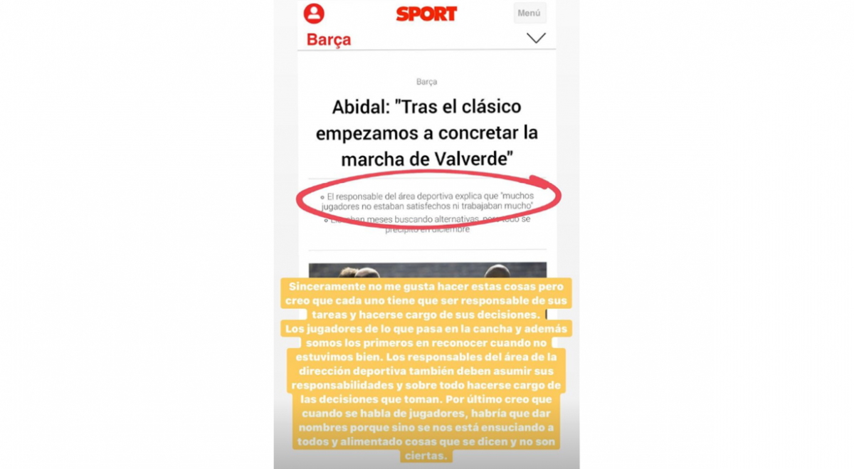 پیغام مسی در اینستاگرام در واکنش به صحبتهای آبیدال