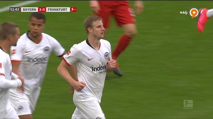 گل اول فرانکفورت به بایرت مونیخ (هینترگر)