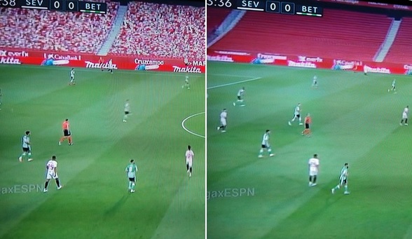 تمسخر تلویزیون اسپانیا بابت استفاده از تماشاگر مجازی در بازی سویا - بتیس