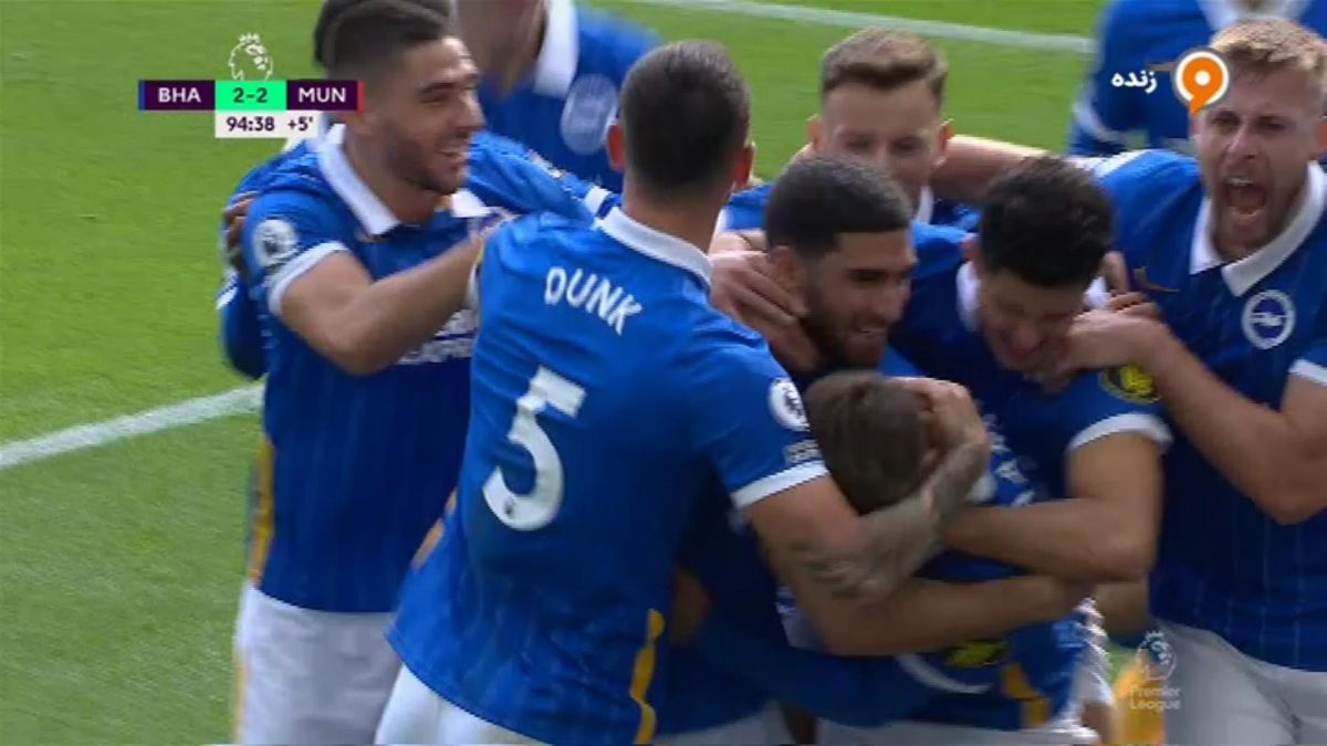 گل دوم برایتون به منچستر یونایتد (پاس گل علیرضا جهانبخش)