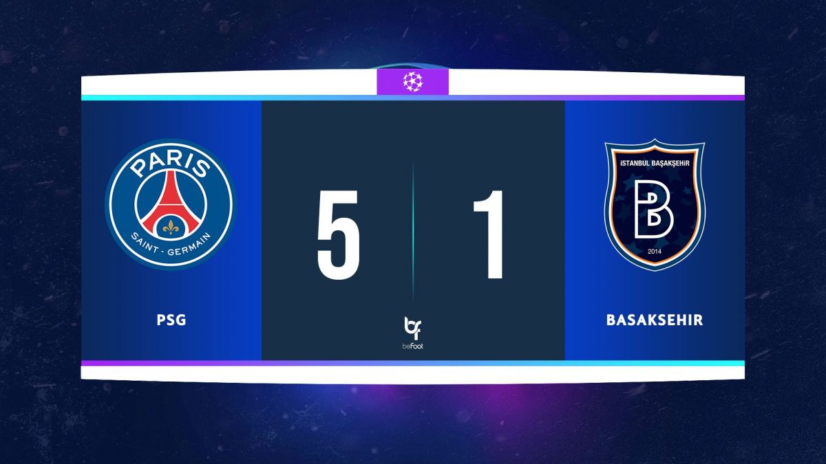 خلاصه بازی پاری سن ژرمن 5-1 باشاک شهیر